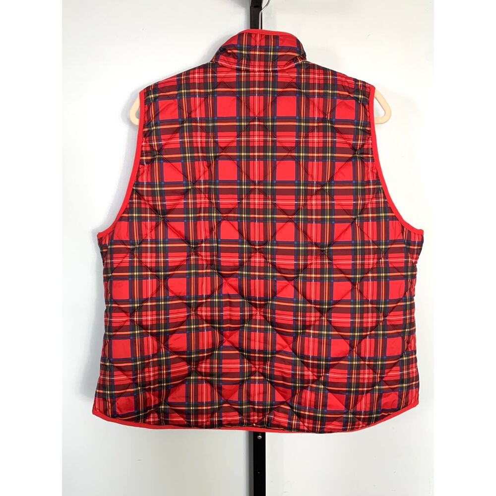 J. Crew Factory Red Tartan Plaid Quilted Puffer Vest Size XXL - Picture 5 of 6